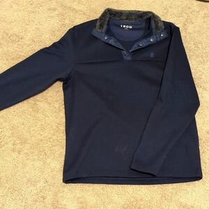 Izod Men's Navy Blue Pullover Fleece Snap Front